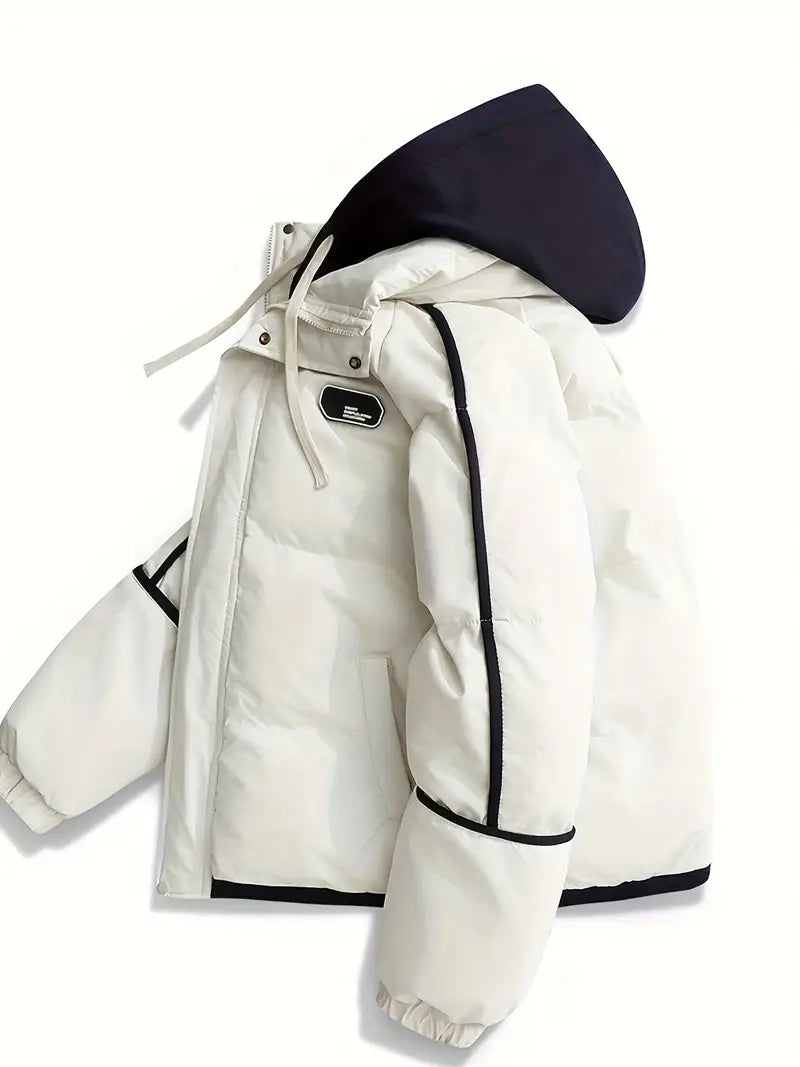 Warm Hooded Puffer Jacket with Inner Layer / Winter Hooded Layered Puffer Jacket