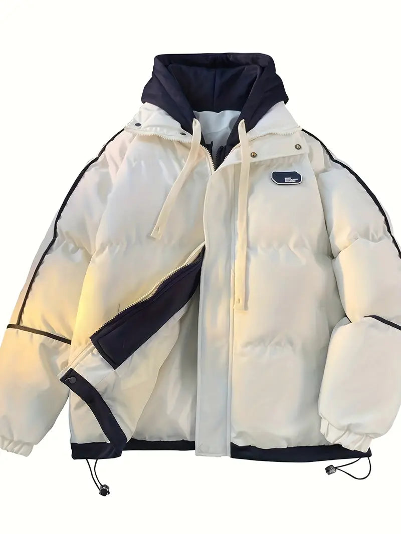 Warm Hooded Puffer Jacket with Inner Layer / Winter Hooded Layered Puffer Jacket