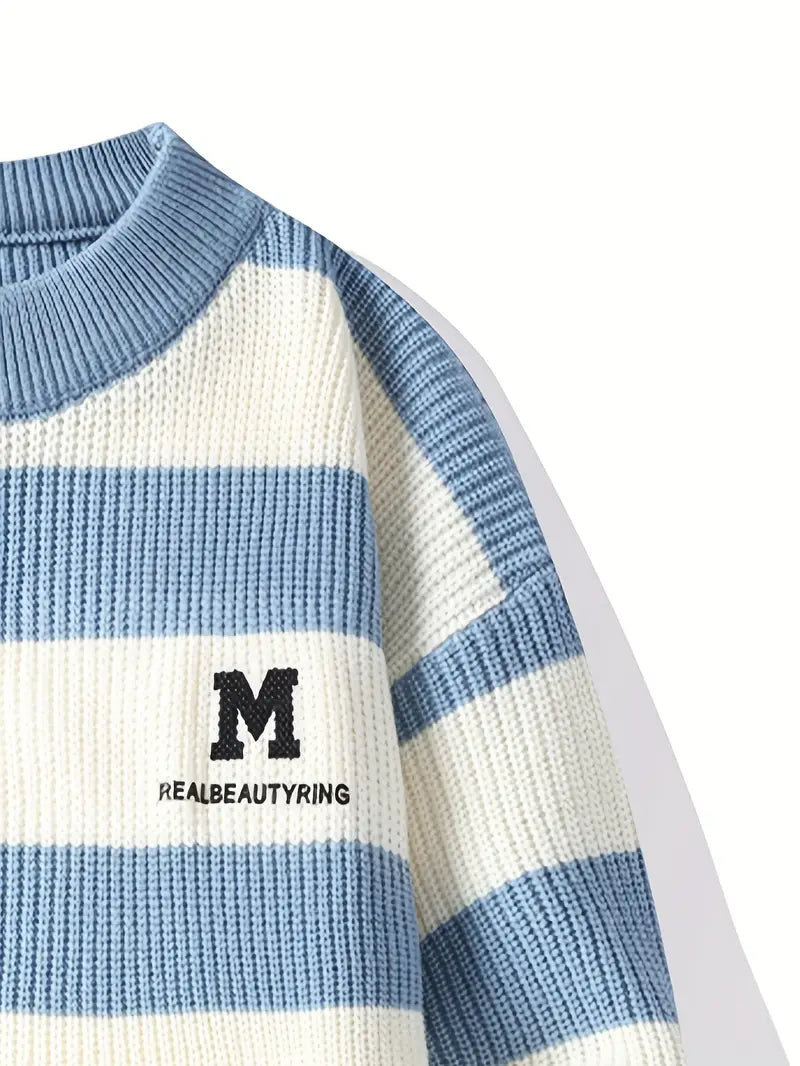 Classic Black & White Striped Knit Sweater