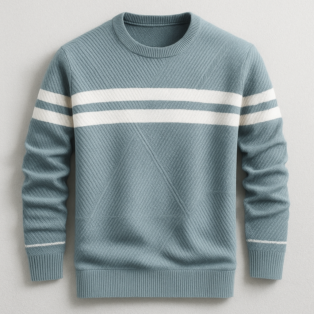 Classic Striped Knit Sweater – Blue Winter Pullover | Soft Warm Unisex Knitwear