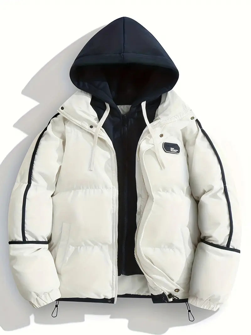 Warm Hooded Puffer Jacket with Inner Layer / Winter Hooded Layered Puffer Jacket