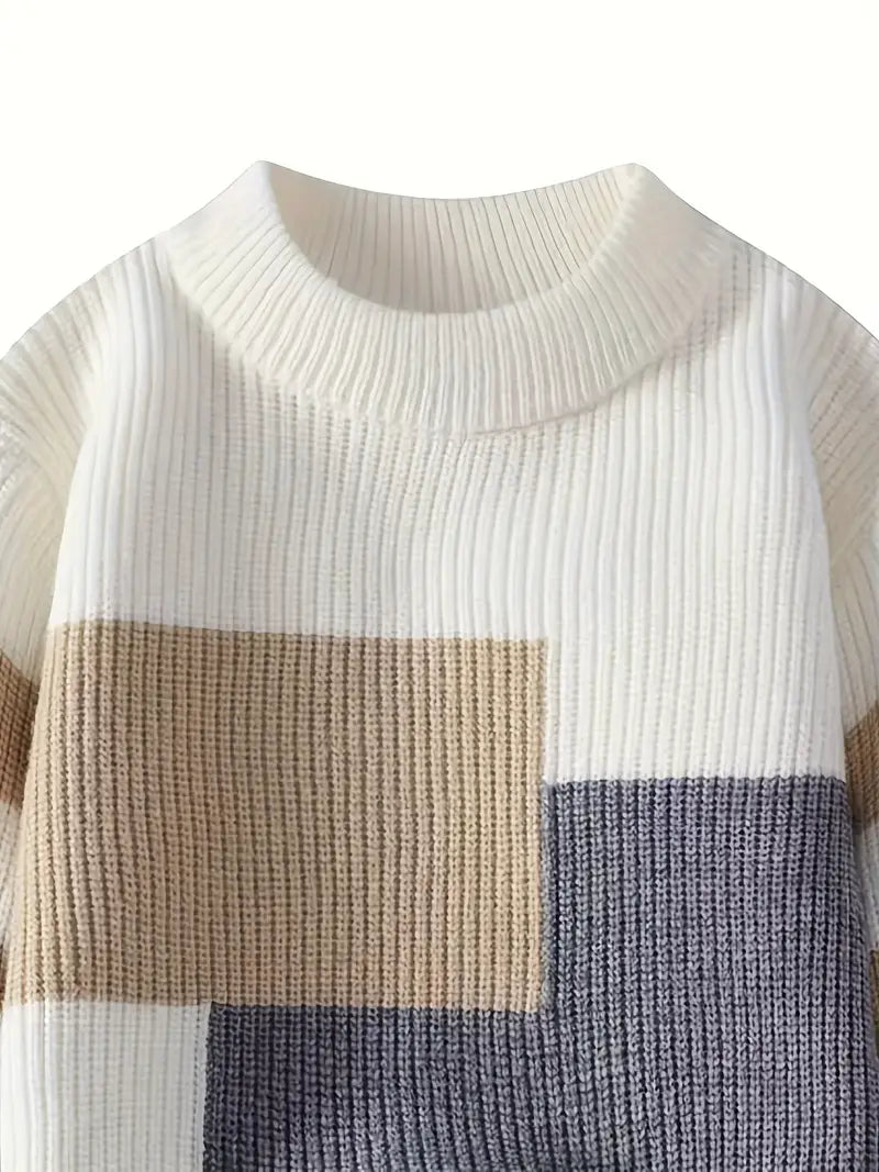 Minimalist Colorblock Knit Sweater