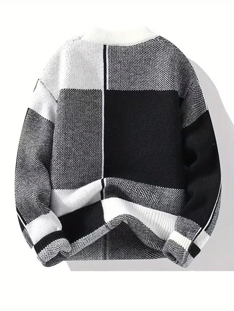 Monochrome Geometric Block Sweater