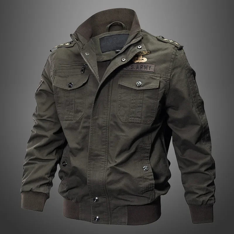 Tactical Military-Inspired Utility Jacket – Army Green